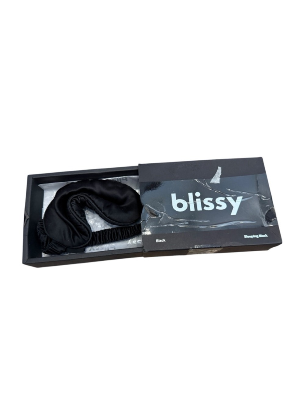 Blissy Silk Sleep Mask Black 22 Momme Luxury Eye Mask w/ Box - Picture 2 of 5